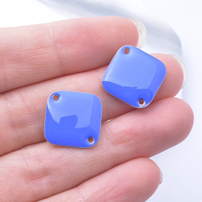 6pcs Colorful Geometric Square Charms for DIY Earrings